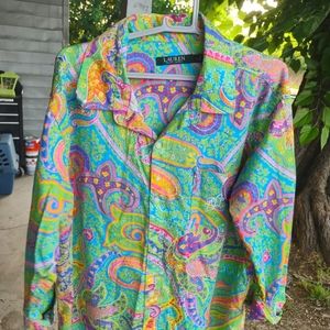 Ralph Lauren Paisley colorful 70s thèmes size large womens